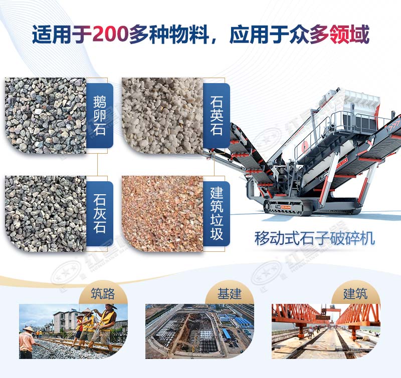 移動石子破碎機應用領域廣